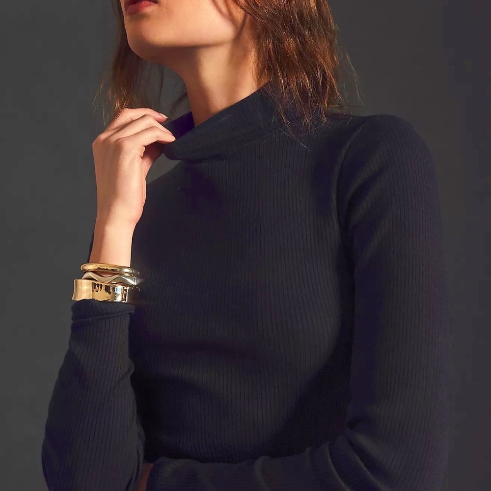 Anthropology - Maeve Ribbed Turtleneck, Black